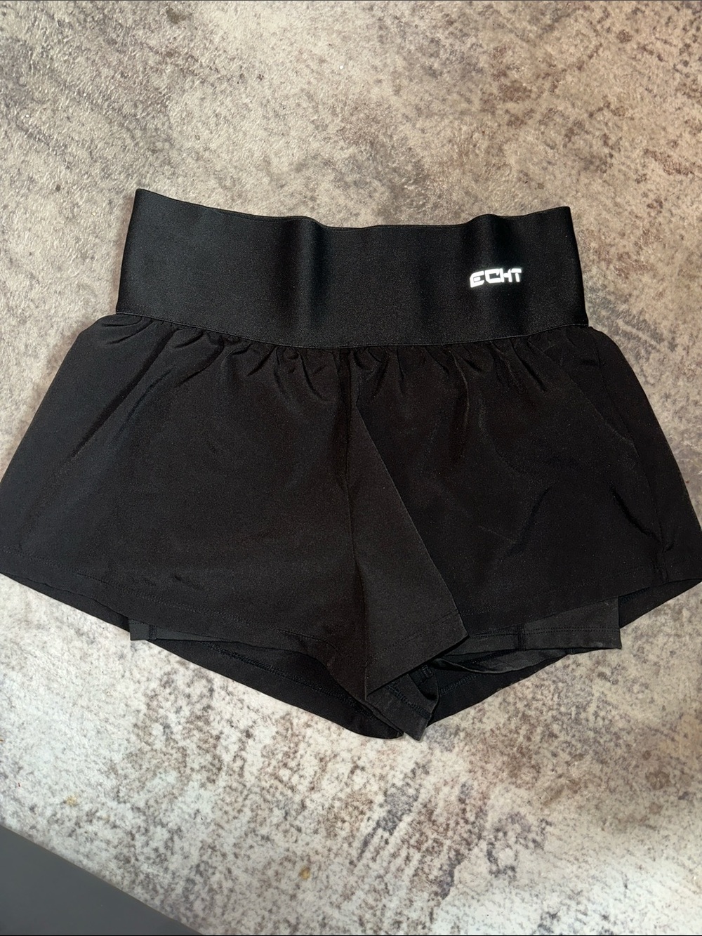 ECHT Black High-Waist Layered Athletic Skort